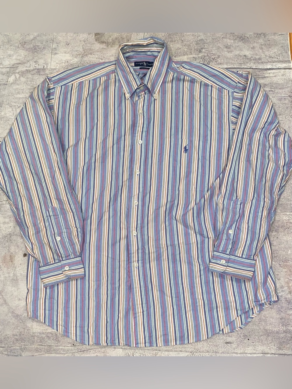 Vintage 90s Polo Ralph Lauren Shirt Mens Large Striped Button Down Shirt Prep L